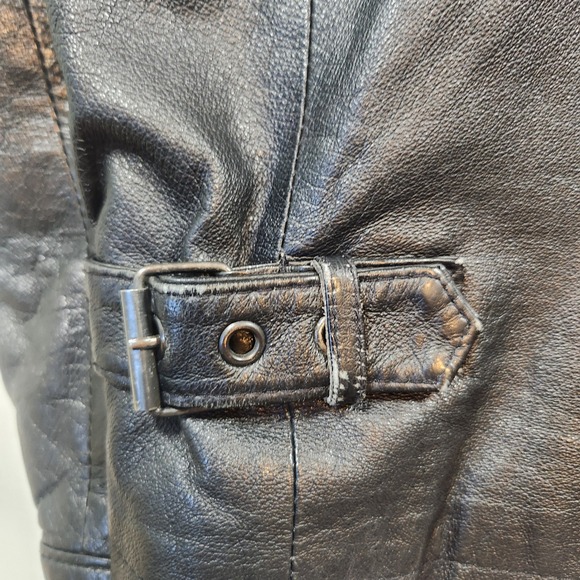 Pelle Cuir Black Leather Bomber Jacket Mens XL Buckles Vintage minor flaws - Picture 14 of 15